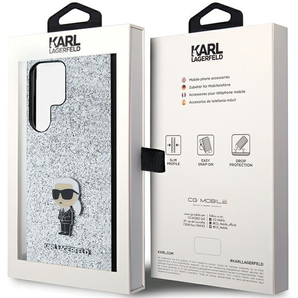 Etui Karl Lagerfeld KLHCS24LGCNPSG S24 Ultra S928 srebrny/silver hardcase Fixed Glitter Ikonik Logo Metal Pin Case