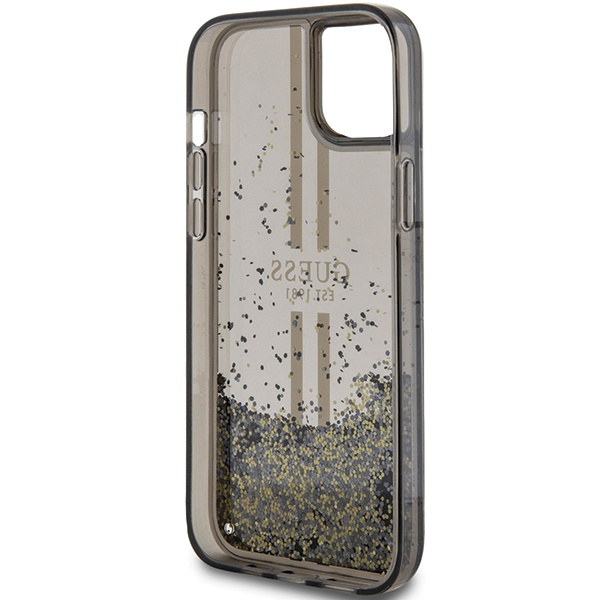 Etui Guess GUHCP15MLFCSEGK iPhone 15 Plus / 14 Plus 6.7" czarny/black hardcase Liquid Glitter Gold Stripes Case