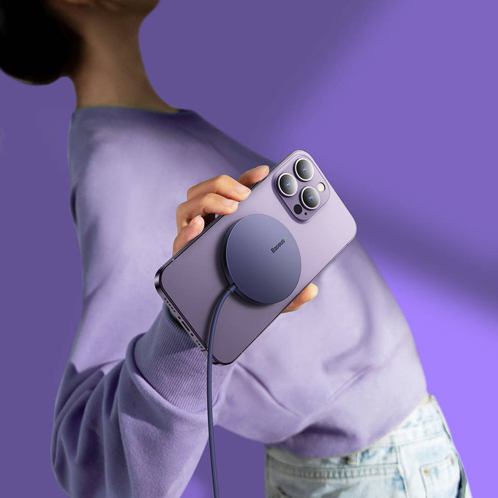 Baseus Simple Mini3 ładowarka magnetyczna MagSafe Qi 15W fioletowa 