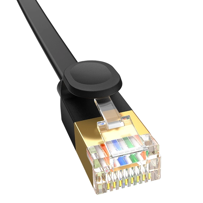 Płaski kabel sieciowy Baseus Ethernet RJ45, Gigabit, Cat.7, 0,5m (czarny)