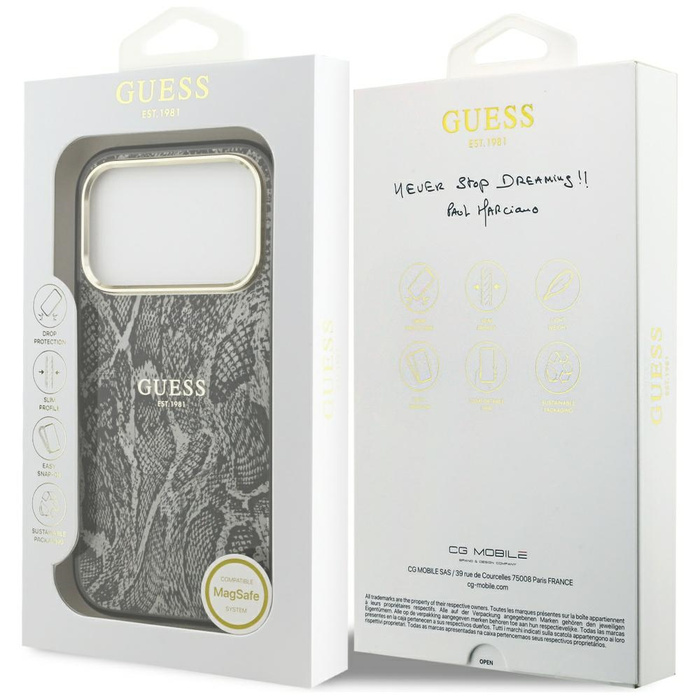 Etui Guess Python Pattern MagSafe do     iPhone 17 Pro czarny