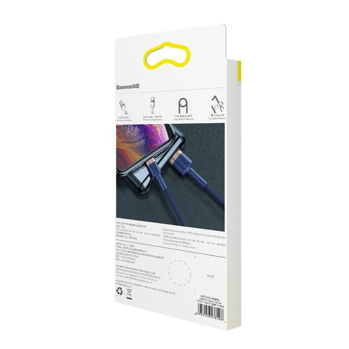 Baseus Cafule Cable wytrzymały nylonowy kabel przewód USB / Lightning QC3.0 1.5A 2M niebieski (CALKLF-CV3)
