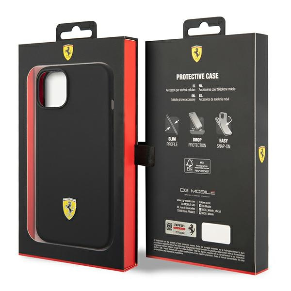 Etui Ferrari iPhone 14 6,1" czarny/black hardcase Silicone Metal Logo