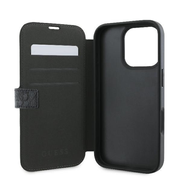 Etui Guess iPhone 16 Pro 6.3" czarny/black book 4G Metal Logo