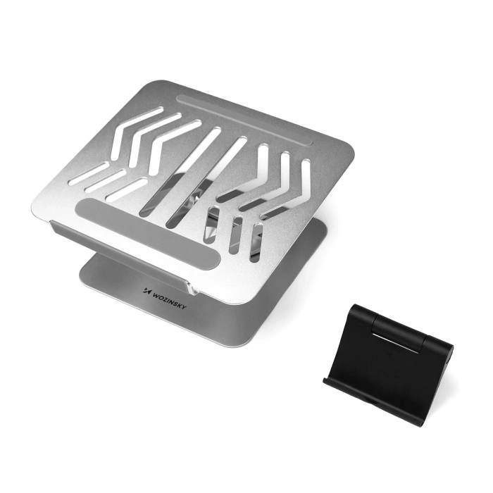 Podstawka pod laptopa Wozinsky WRS-CPY84SS aluminiowa + Gratis! podstawka do smartfona - srebrna