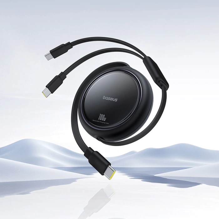 Kabel zwijany Baseus Bright Mirror Series USB-C - 2 x USB-C 100W 1m - czarny