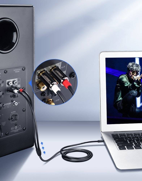 Ugreen kabel przewód audio 3,5 mm mini jack - 2RCA 2 m czarny (AV116 10584)