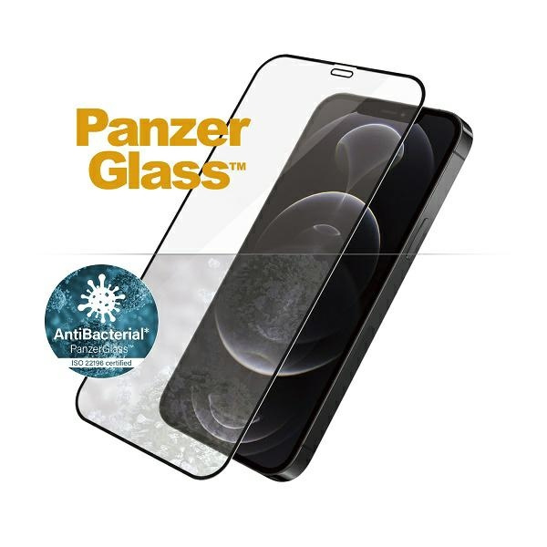 PanzerGlass E2E Super+ iPhone 12/12 Pro Case Friendly AntiBacterial MicroFracture czarny/black