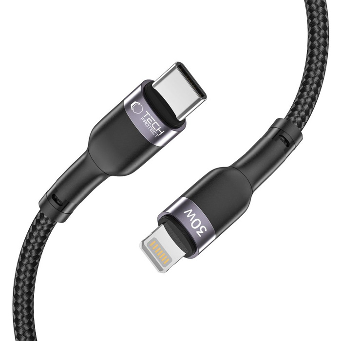 KABEL TECH-PROTECT ULTRABOOST LIGHTNING CABLE PD30W/3A 25CM BLACK