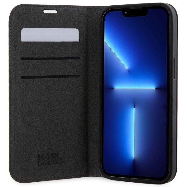 Etui Karl Lagerfeld KLBKP14SSANKCPK iPhone 14 6.1" bookcase czarny/black Saffiano Karl & Choupette Case