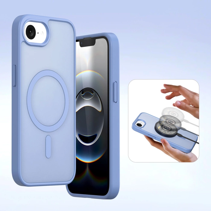 Etui skórzane Dux Ducis Lawa na iPhone 16e z odłączanym portfelem magnetycznym - błękitne