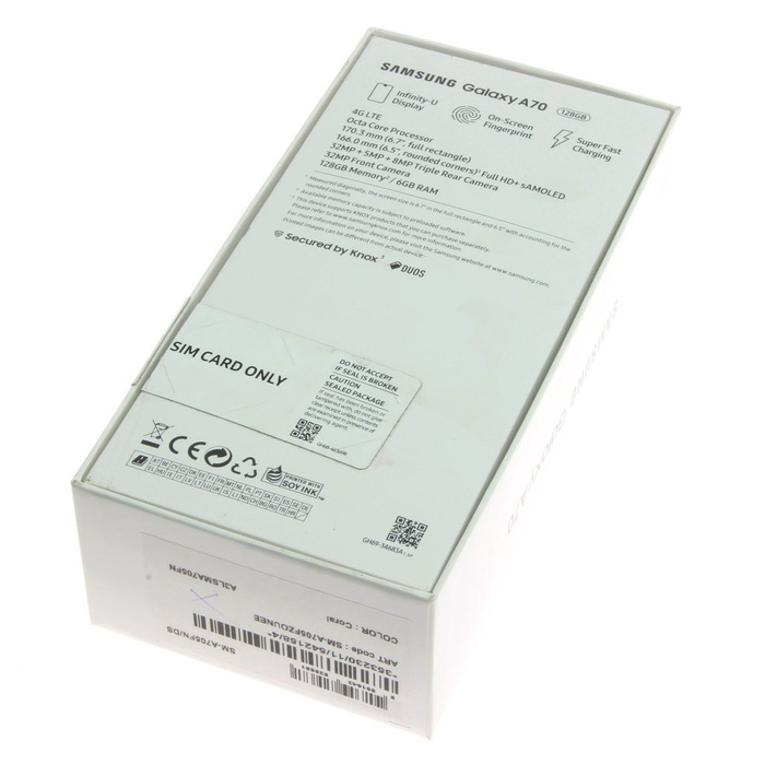 PUDEŁKO SAMSUNG Galaxy A70 Coral SM-A705/DS Oryginalne EU 2 Pin