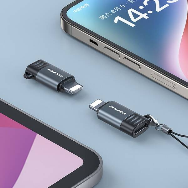 AWEI Adapter A11 USB-C/Lightning szary    /grey