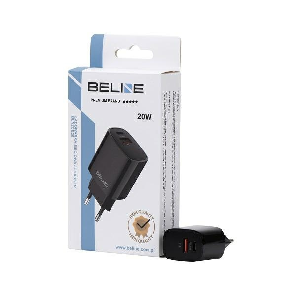 Beline Ład. siec. 1x USB-C + 1x USB 20Wczarna /black (only head) PD 3.0 + QC 3.0  BLN2CB20