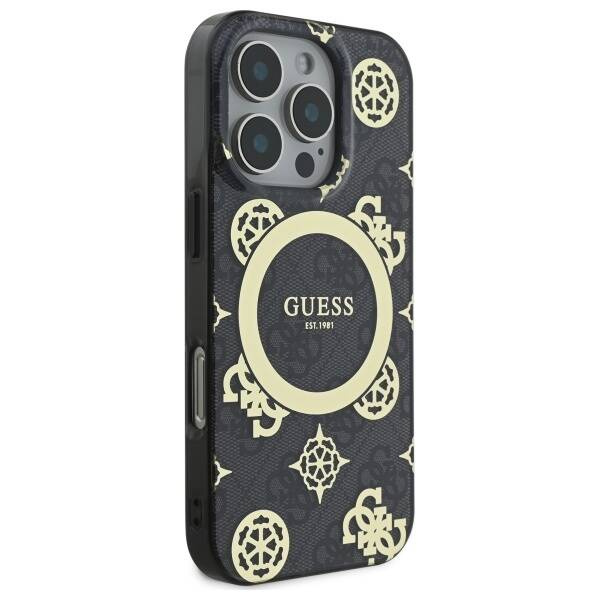 Etui Guess iPhone 16 Pro 6.3"  czarny/black hardcase IML Peony On 4G Background MagSafe