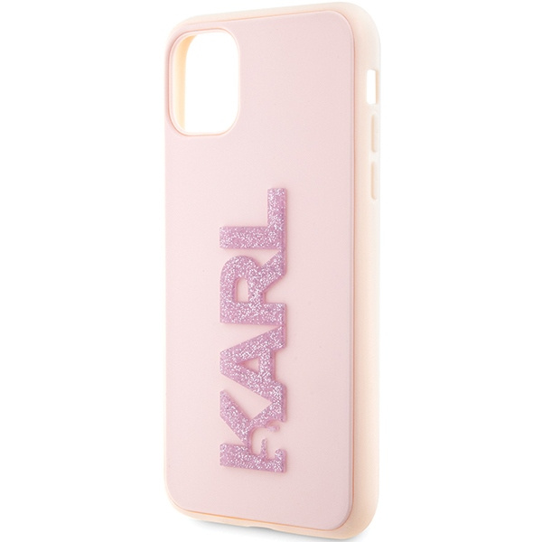 Etui Karl Lagerfeld Klhcn613dmbkcp iPhone 11 / Xr 6.1" Różowy/pink Hardcase 3d Rubber Glitter Logo Case