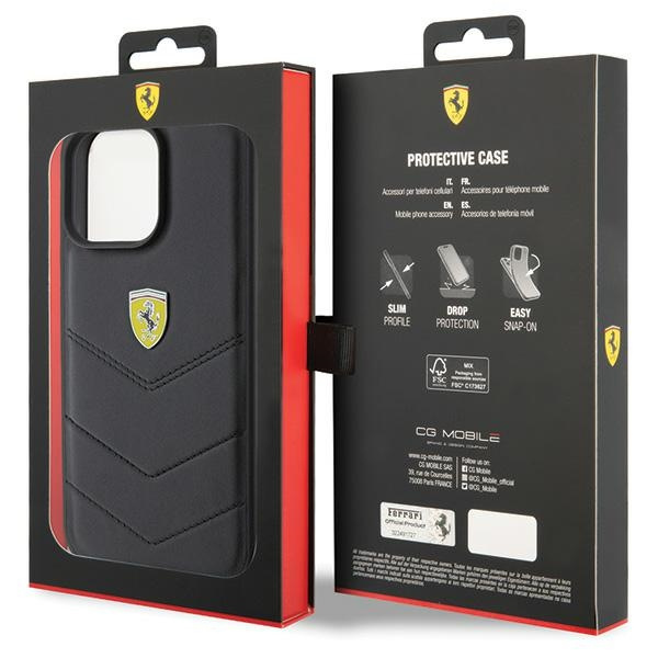 Etui Ferrari FEHCP15XRDUK iPhone 15 Pro Max 6.7" czarny/black hardcase Quilted Metal Logo Case