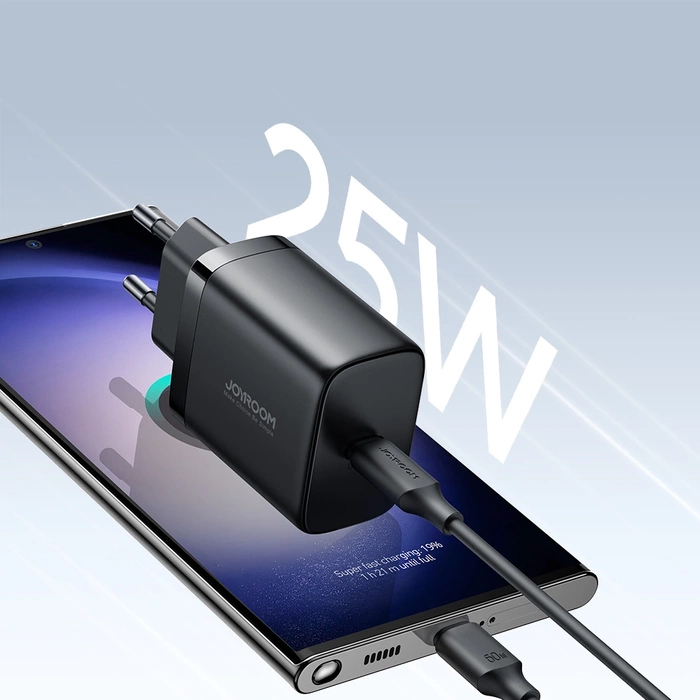 Szybka ładowarka Joyroom JR-TCF11 do 25W + kabel USB-C / USB-C 1m - czarna