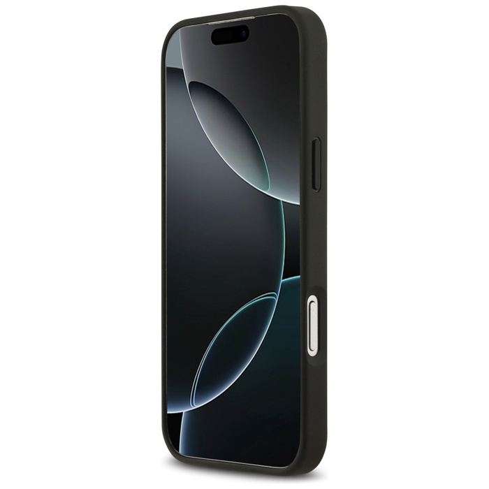 Etui Guess Grained Flowers Classic Logo  MagSafe do iPhone 17 Pro Max czarny