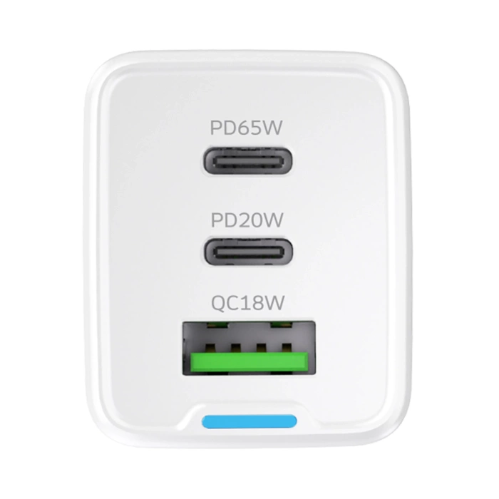 Wozinsky ładowarka GaN 65W z portami USB 2xUSB-C z kabelm C-C 65W - biała