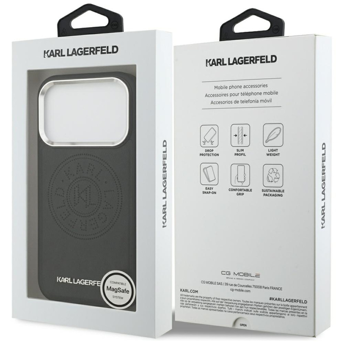 Etui Karl Lagerfeld Point & Metal Logo   MagSafe do iPhone 17 Pro Max czarny