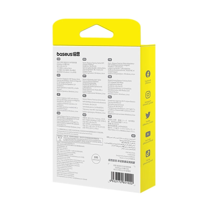 Karta sieciowa USB Baseus BS-OH170 650Mb/s 5GHz - czarna