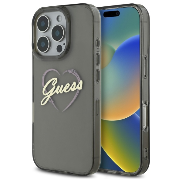 Etui Guess iPhone 16 Pro Max 6.9" czarny/black hardcase IML Heart