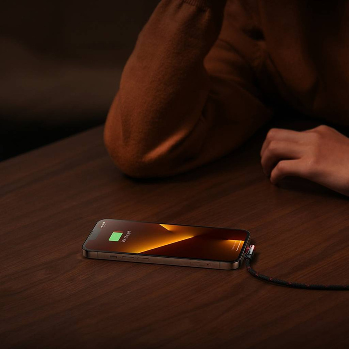 Baseus MVP 2 Elbow kątowy kabel przewód Power Delivery z bocznym wtykiem USB Typ C / Lightning 1m 20W czerwony (CAVP000220)