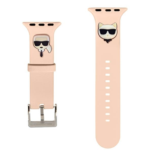 Pasek Karl Lagerfeld Pasek KLAWLSLCKP Apple Watch 42/44/45mm różowy/pink strap Silicone Karl & Choupette Heads