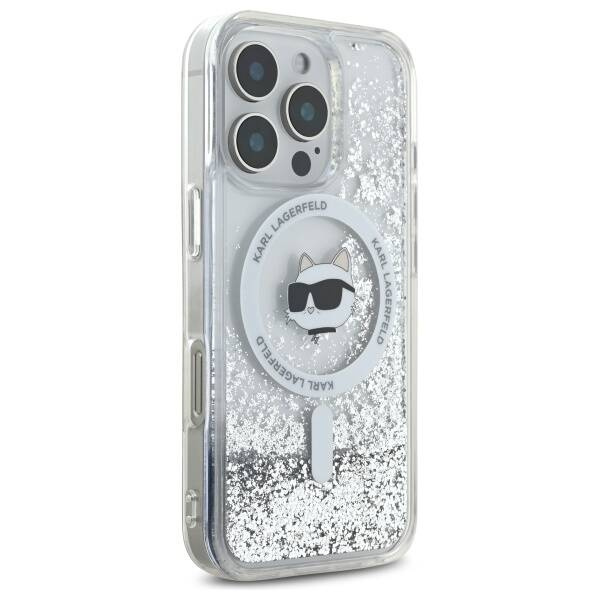 Etui Karl Lagerfeld iPhone 16 Pro Max 6.9" hardcase transparent Liquid Glitter Choupette Head Magsafe