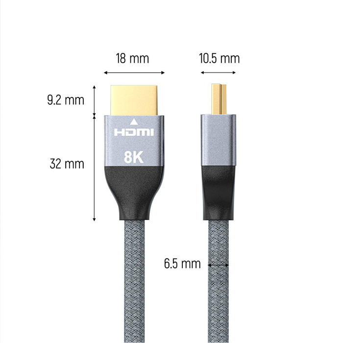 Wozinsky kabel HDMI 2.1 8K 60 Hz 48 Gbps / 4K 120 Hz / 2K 144 Hz 2m srebrny (WHDMI-20)