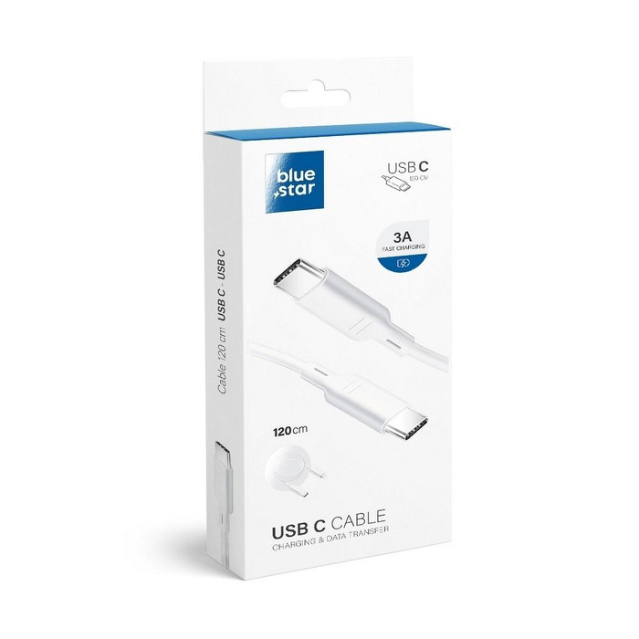Kabel USB C do USB C Blue Star 3A 1,2 m biały