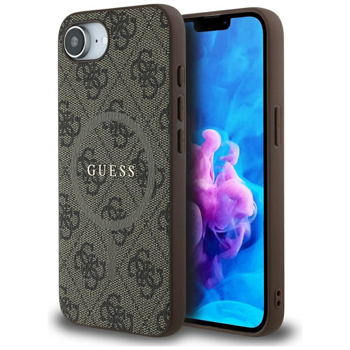Etui Guess 4G Ring Classic Logo MagSafe  do iPhone 16e brązowy