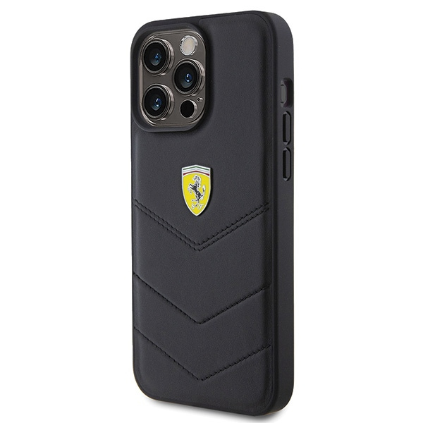 Etui Ferrari FEHCP15XRDUK iPhone 15 Pro Max 6.7" czarny/black hardcase Quilted Metal Logo Case