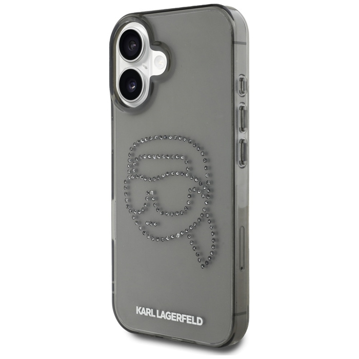 Etui Karl Lagerfeld IML Rhinestones Karl  Head do iPhone 16 czarny