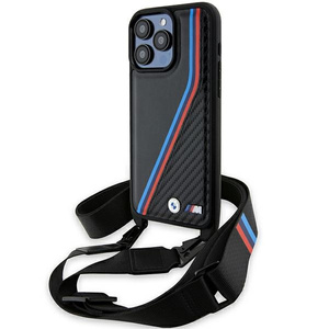 Etui Bmw Bmhcp15x23psvtk Iphone 15 Pro Max 6.7" Czarny/black Hardcase M Edition Carbon Tricolor Lines & Strap Case