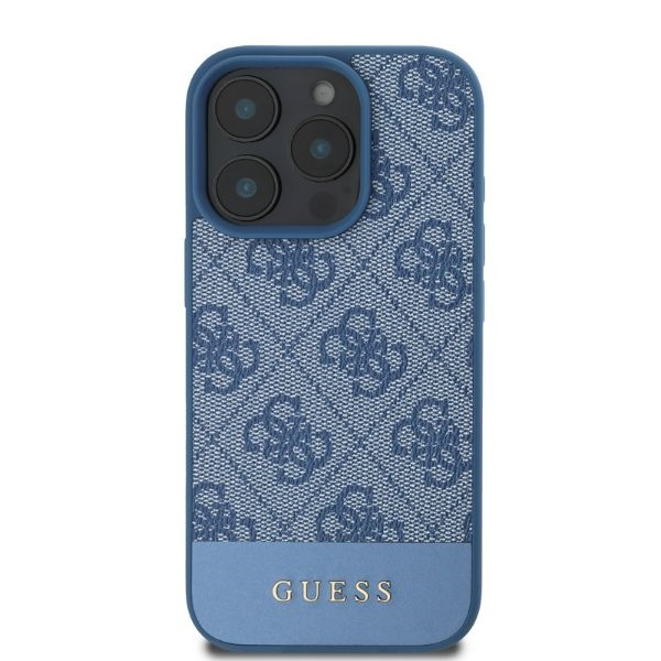 Etui Guess iPhone 16 Pro Max niebieski/blue HC 4G PU Bottom Stripe