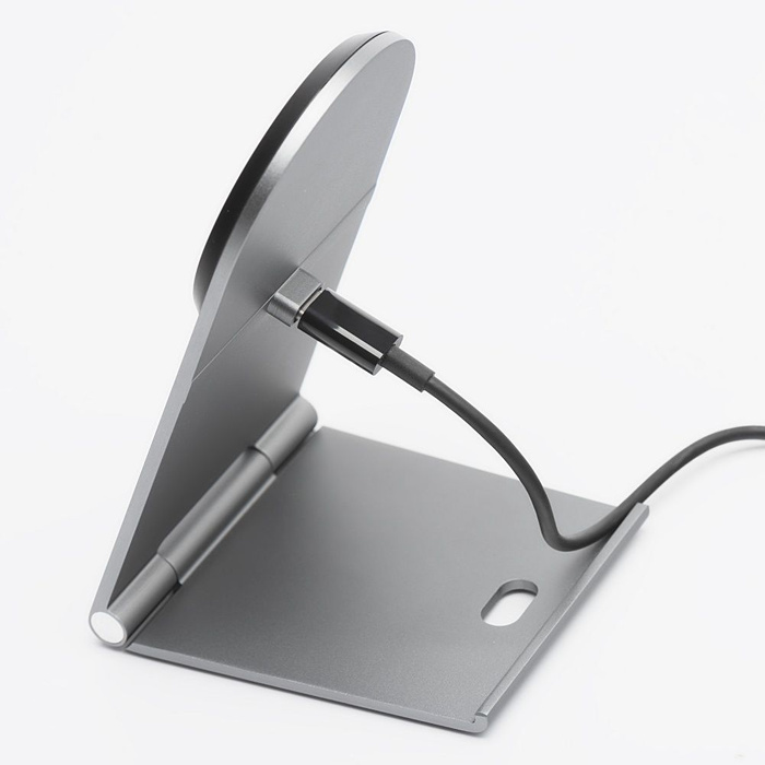 Ładowarka indukcyjna Forcell F-Energy Flip Charge USB C Qi2 15W zgodna z MagSafe srebrna 0INT