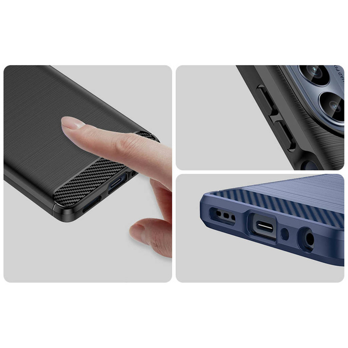 Etui Carbon Case etui do Motorola Moto G62 5G elastyczny silikonowy karbonowy pokrowiec czarne Case