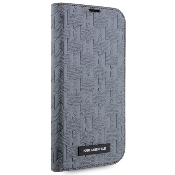 Etui Karl Lagerfeld KLBKP14LSAKLHPG iPhone 14 Pro 6.1" bookcase srebrny/silver Saffiano Monogram Case