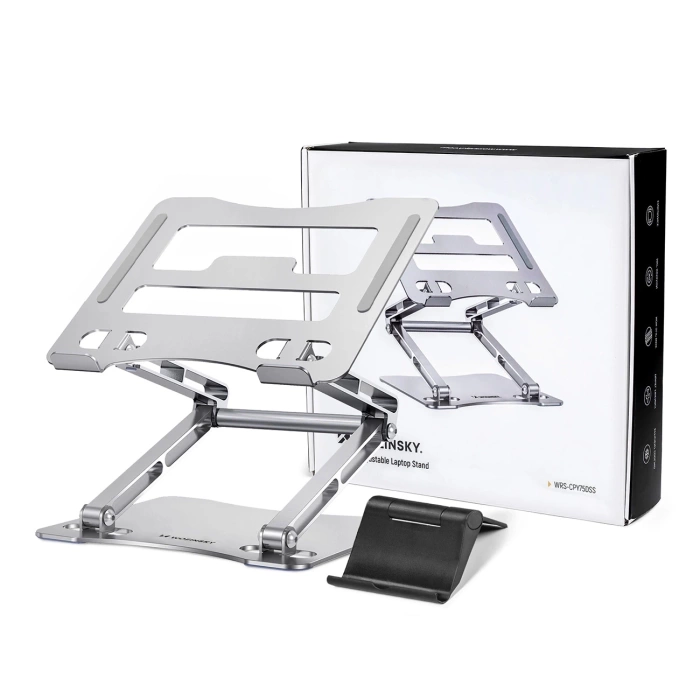 Podstawka pod laptopa Wozinsky WRS-CPY75DSS aluminiowa + Gratis! podstawka do smartfona - srebrna