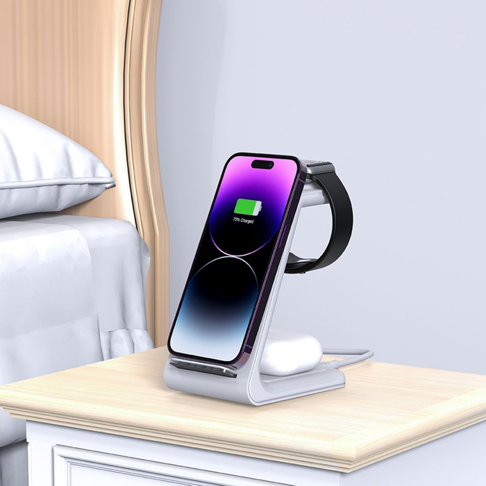 Ładowarka TECH-PROTECT A8 3IN1 WIRELESS CHARGER WHITE