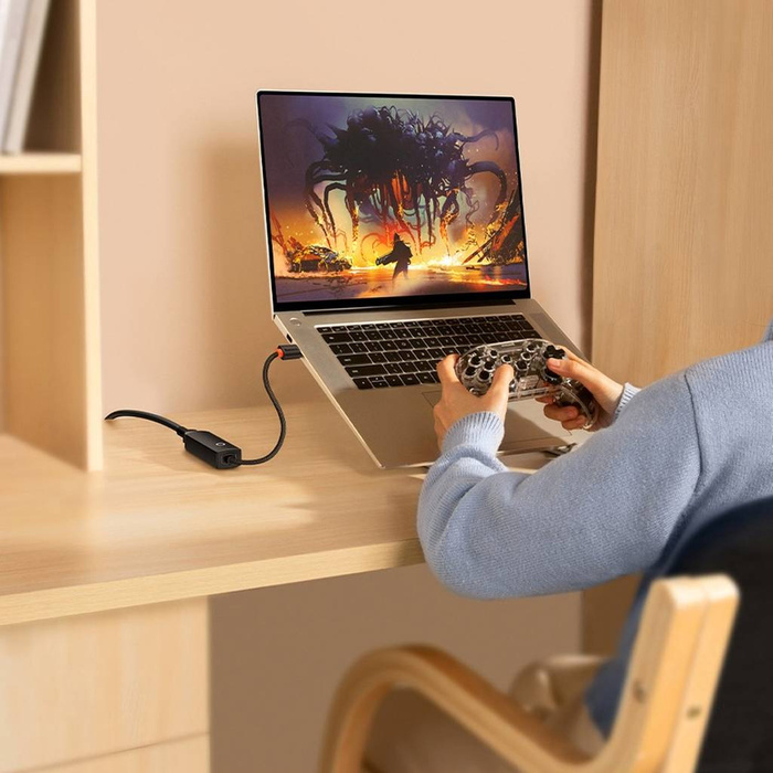  Baseus Lite Series zewnętrzna karta sieciowa USB-A - RJ-45 1Gbps (1000Mbps) czarny (WKQX000101)