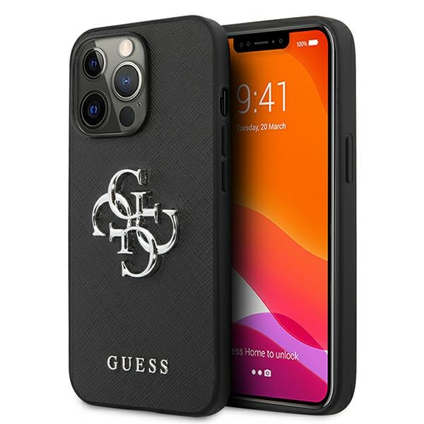Etui GUESS Apple iPhone 13 Pro Saffiano 4G Metal Logo Czarny Hardcase