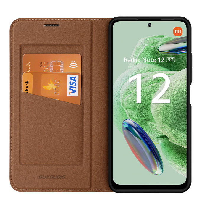 Etui Dux Ducis Skin X2 etui do Xiaomi Redmi Note 12 5G / Poco X5 5G pokrowiec z klapką portfel podstawka brązowe Case