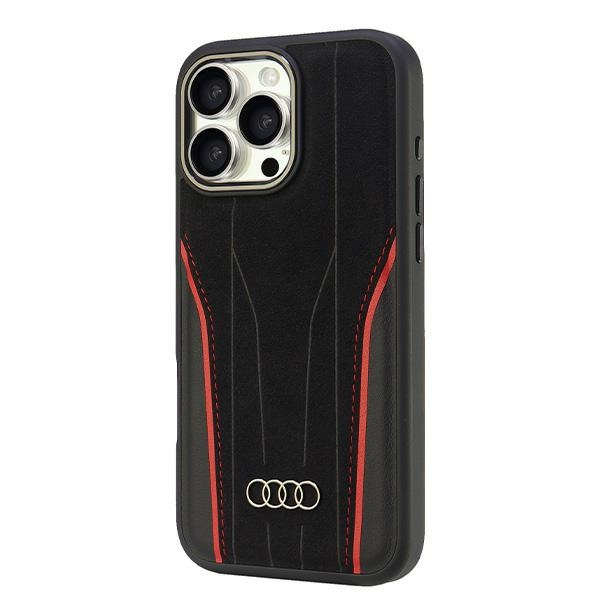 Audi Genuine Leather MagSafe iPhone 16Pro Max 6.9" czarno-czerwony/black-red hardcase AU-TPUPCMIP16PM-R8/D3-RD