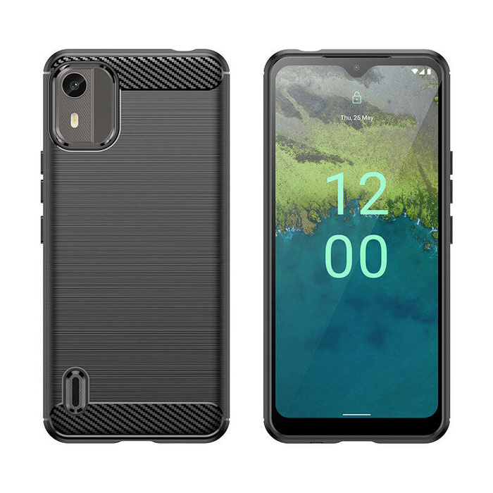 Etui silikonowe Carbon Case do Nokia C12/Nokia C12 Pro/Nokia C12 Plus - czarne