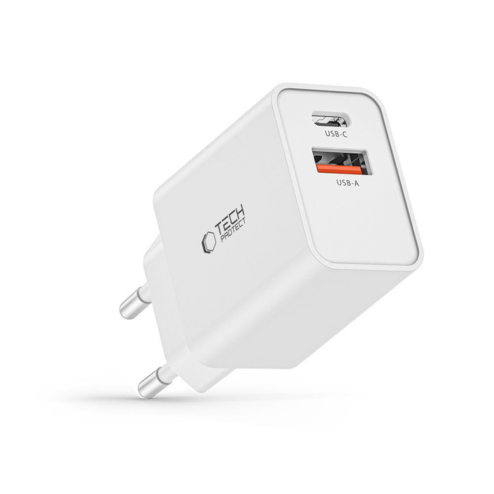 ŁADOWARKA TECH-PROTECT NC30W 2-PORT NETWORK CHARGER PD30W/QC3.0 WHITE