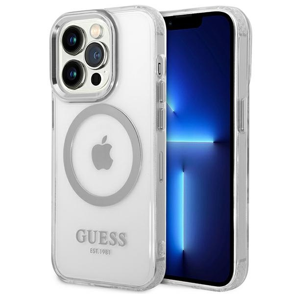 Etui GUESS Apple iPhone 14 Pro Max Metal Outline Magsafe Srebrny Hardcase