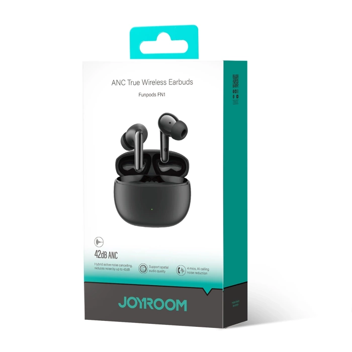 Słuchawki Joyroom Funpods JR-FN1 bezprzewodowe douszne TWS Bluetooth 5.4 ANC ENC - czarne